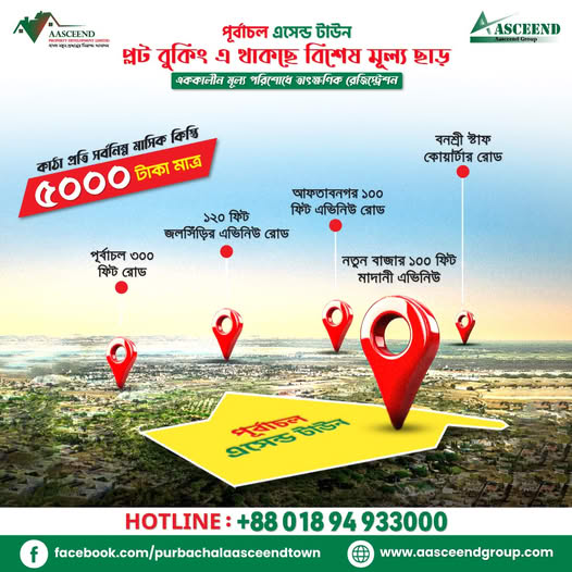 পূর্বাচল এসেন্ড টাউন : বিশেষ ছাড়ে প্লট বিক্রয় চলছে !